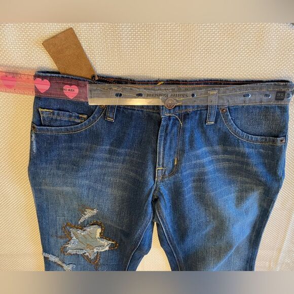 RARE NWT Von Dutch Star Patch Flare Jeans Y2K Deadstock Size 27 USA 34” Inseam - Picture 9 of 15